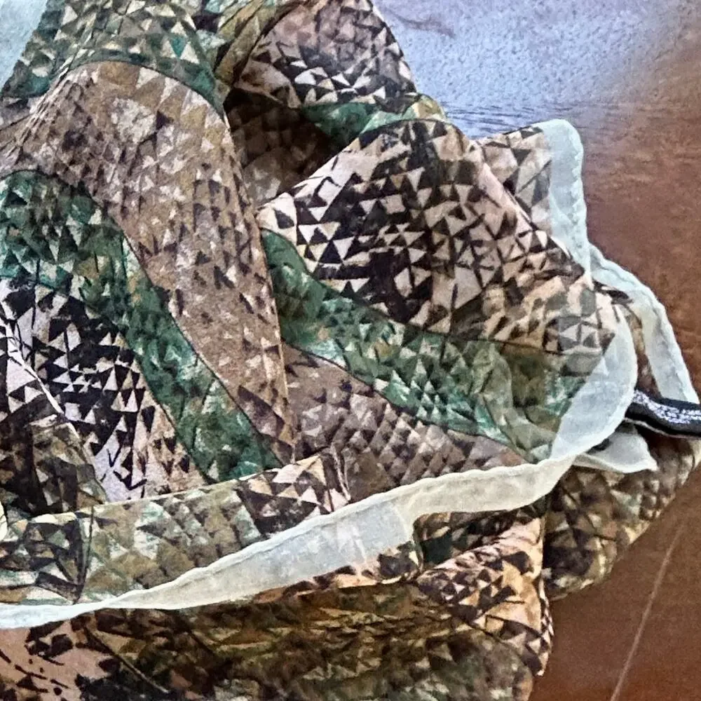 Vintage 90s Ellen Tracy Silk Scarf Geometric Print